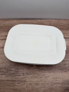 VTG Corning Casual Elegance White Rectangular Casserole Baking Dishw/Plastic Lid